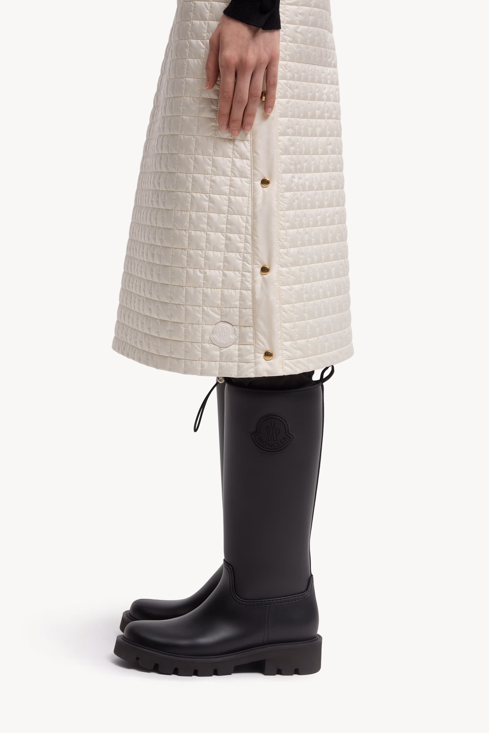 Square-Quilted Padded Midi Skirt Women Light Beige Moncler 4
